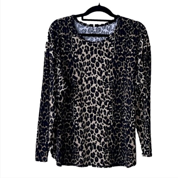 Westbound - Women's Blue White Traced Floral Vine 3/4 Sleeve Blouse Cotton - Picture 7 of 14